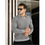Cool Street Gri Erkek Slim Fit Polo Yaka Patlı Triko KAZAK-TRZ19132R02S