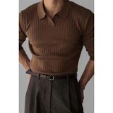 Cool Street Koyu Kahve Erkek Polo Yaka Fitilli Triko Kazak