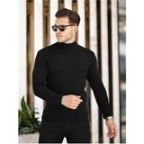 Cool Street Siyah Erkek Slim Fit Yarım Balıkçı Fitilli Triko KAZAK-TRZ19158R01S - XL