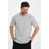 Cool Tarz Beyaz Erkek Slim Fit Bisiklet Yaka Kısa Kol Jakarlı T-SHIRT-CZGLTSTR01S