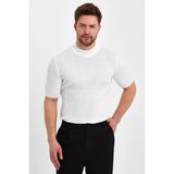 Cool Tarz Beyaz Erkek Yarım Balıkçı Çizgili Triko T-SHIRT-TRZ19233R01S