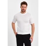 Cool Tarz Beyaz Erkek Yarım Balıkçı Düz Triko T-SHIRT-TRZ19129R12S