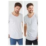 COOL TARZ Beyaz-gri Erkek Regular/normal Kesim Pis Yaka Kısa Kollu T-shirt
