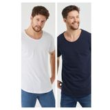 COOL TARZ Beyaz-lacivert Erkek Regular/normal Kesim Pis Yaka Kısa Kollu T-shirt
