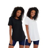 COOL TARZ Beyaz-Siyah 2 Li Paket Regular/normal Kesim Pis Yaka Kısa Kollu Kadın T-shirt