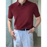 Cool Tarz Bordo Erkek Fitilli Polo Yaka Triko T-Shirt