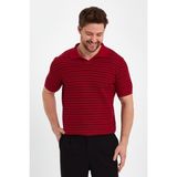Cool Tarz Bordo Erkek Polo Yaka Çizgili Triko T-SHIRT-TRZ19124R04S