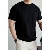 COOL TARZ Canlı Siyah Erkek Yuvarlak Yaka Örme T-shirt
