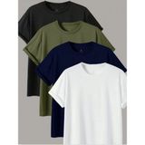 Cool Tarz Erkek 4 Lü Paket Comfort Fit %100 Pamuk Kalın Dokulu Çok Renkli T-Shirt - XL