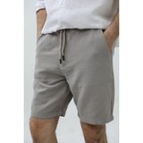 Cool Tarz Erkek Açık Gri Musli Bağcıklı Keten Şort