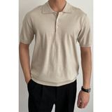 Cool Tarz Erkek Bej Düğmeli Regular Fit Triko T-Shirt - XL