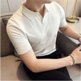 Cool Tarz Erkek Beyaz Patlı Kısa Kollu Polo Yaka Triko T-Shirt - XL