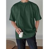 Cool Tarz Erkek Bisiklet Yaka %100 Pamuk T-Shirt - Haki