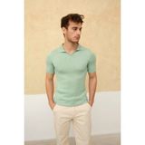 Cool Tarz Erkek Fitilli Polo Yaka Triko T-Shirt - M - Su Yeşili