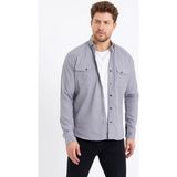 Cool Tarz Erkek Gri Çift Cepli Çıt Çıt Düğmeli Slim Fit Kot GÖMLEK-TCKTGMLKR06S