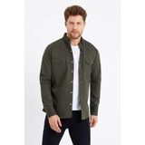 Cool Tarz Erkek Haki Çift Cepli Çıt Çıt Düğmeli Slim Fit Kot GÖMLEK-TCKTGMLKR05S - 2XL