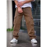 Cool Tarz Erkek Kargo Cep Baggy Pantolon Kahve Rengi