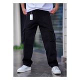 COOL TARZ Erkek Kargo Cep Baggy Pantolon Mat Siyah Rengi