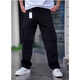 Cool Tarz Erkek Kargo Cep Baggy Pantolon Siyah Rengi