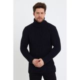 Cool Tarz Erkek Lacivert Kalın Petekli Balıkçı Yaka Triko KAZAK-TRZ3453R02S - XL