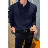 Cool Tarz Erkek Polo Yaka Lacivert Triko Kazak Slim Fit Modern Tasarım