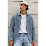 COOL TARZ Erkek Regular Denim Gömlek – Yıkamalı Kot Uzun Kollu Cepli Jean Gömlek