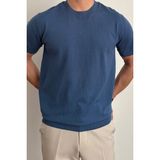Cool Tarz Erkek Saks Slim Fit Bisiklet Yaka Triko T-Shirt - XL