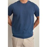 COOL TARZ Erkek Saks Slim Fit Bisiklet Yaka Triko T-Shirt