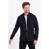COOL TARZ Erkek Siyah Çift Cepli Çıt Çıt Düğmeli Slim Fit Kot Gömlek-tcktgmlkr01s
