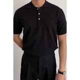 Cool Tarz Erkek Siyah Düğmeli Regular Fit Triko T-Shirt - XL
