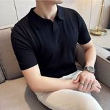 Cool Tarz Erkek Siyah Patlı Kısa Kollu Polo Yaka Triko T-Shirt - M