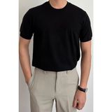 Cool Tarz Erkek Siyah Slim Fit Bisiklet Yaka Triko T-Shirt - XL