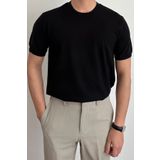COOL TARZ Erkek Siyah Slim Fit Bisiklet Yaka Triko T-Shirt