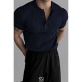 COOL TARZ Erkek Slim Dar Hakim Yaka Düz Triko T-Shirt