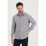 Cool Tarz Erkek Slim Fit Dar Kalıp Uzun Kol Pamuklu Keten Efekt Gömlek - Gri