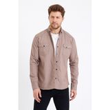 Cool Tarz Erkek Vizon Çift Cepli Çıt Çıt Düğmeli Slim Fit Kot GÖMLEK-TCKTGMLKR08S - XL