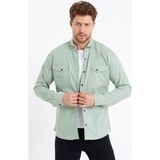 COOL TARZ Erkek Yeşil Çift Cepli Çıt Çıt Düğmeli Slim Fit Kot Gömlek-tcktgmlkr04s