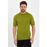 Cool Tarz Fıstık Yeşili Erkek Yarım Balıkçı Düz Triko T-SHIRT-TRZ19129R10S