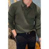 Cool Tarz Haki Erkek Polo Yaka Fitilli Triko Kazak - M