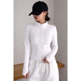 COOL TARZ Kadın Bej Premium İki İplik Fermuarlı Slim Fit Hırka – Dik Yaka Lüks Dokulu Modern Basic Üst