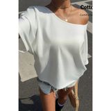 COOL TARZ Kadın Oversize Düşük Omuz Basic Tişört – Salaş Kesim Yazlık Rahat T-Shirt