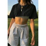 COOL TARZ Kadın Siyah Bisiklet Yaka Oversize Crop T-Shirt