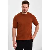 Cool Tarz Kiremit Erkek Yarım Balıkçı Düz Triko T-SHIRT-TRZ19129R07S - XL