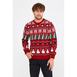 Cool Tarz Kırmızı-Yeşil Erkek Christmas Yılbaşı Kazağı - 240-Kırmızı