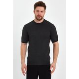 Cool Tarz Koyu Füme Erkek Yarım Balıkçı Düz Triko T-SHIRT-TRZ19129R13S - XL