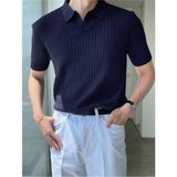Cool Tarz Lacivert Erkek Fitilli Polo Yaka Triko T-Shirt