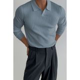 Cool Tarz Mavi Erkek Polo Yaka Fitilli Triko Kazak - XL