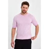 Cool Tarz Pembe Erkek Yarım Balıkçı Düz Triko T-SHIRT-TRZ19129R11S