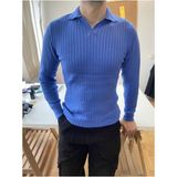 Cool Tarz Saks Erkek Polo Yaka Fitilli Triko Kazak - XL