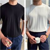 Cool Tarz Siyah-Beyaz 2'li Erkek Yuvarlak Yaka Örme T-Shirt